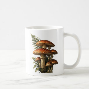 Taza De Café Setas Amanita Rojas con Botánica de Helechos