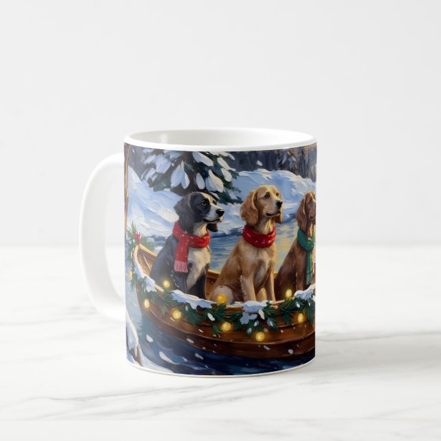 Taza De Café Setter Inglés Navidad Barco Fiesta (Anverso izquierdo)