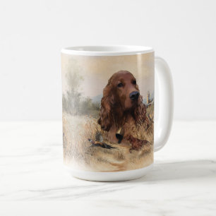 Taza De Café Setter Irlandés Cazando Faisán ,Arte