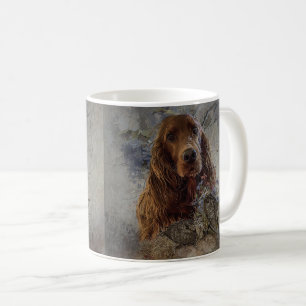 Taza De Café Sétter irlandés con codo de madera