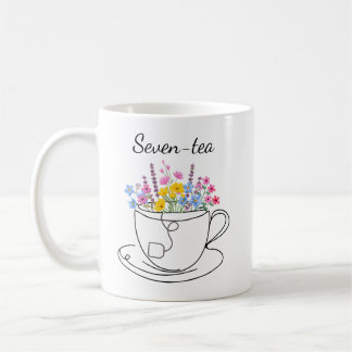 Taza De Café Seven-Tea 70th Birthday Whimsical Fun Floral  