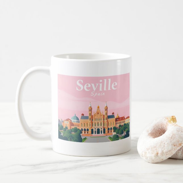 Taza De Café Sevilla España Plaza de España Pastel Viaje (Con donut)