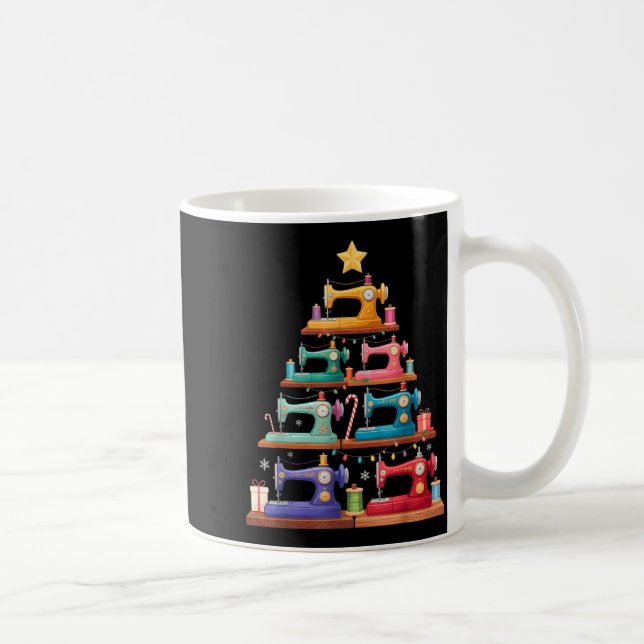Taza De Café Sewing Machine Christmas Tree Lights Santa Hat Xma (Derecha)