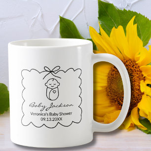 Taza De Café Sexo Neutral Bebé y Bow Baby Shower moderno