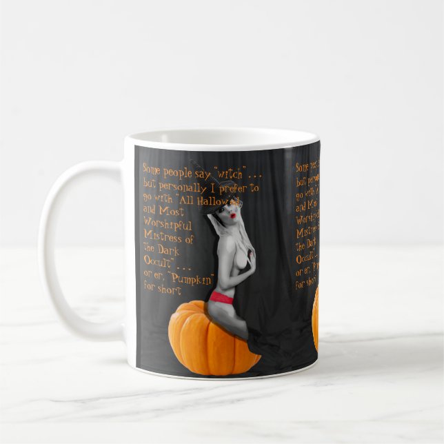 Taza De Café Sexy Pinup Witch Gótico Halloween Meme Mug Samhain (Izquierda)