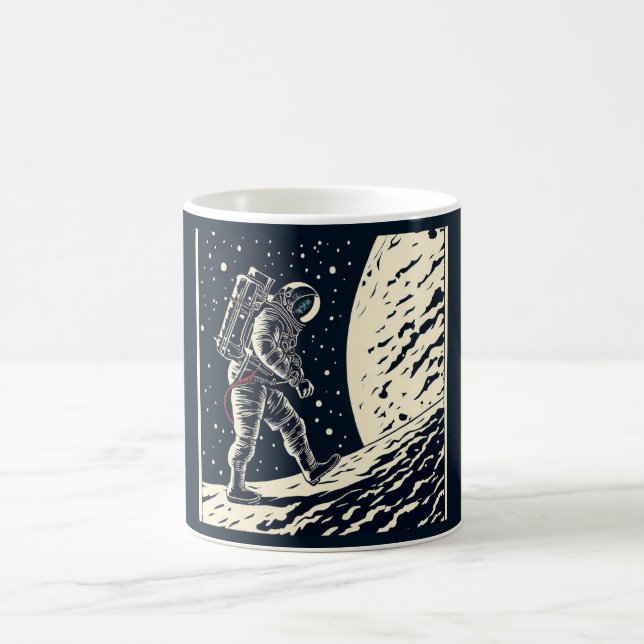 Taza De Café SF - Astronauta en Spacewalk Woodcut 1 (Centro)