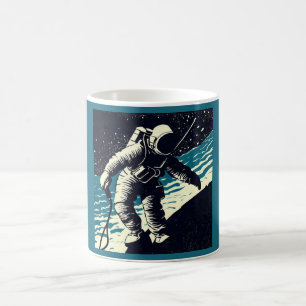 Taza De Café SF - Astronauta en Spacewalk Woodcut 2