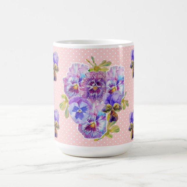 Taza De Café Shabby Chic Bonito Pink Pansy floral Dot Mug (Centro)