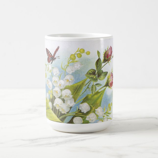 Taza De Café Shabby Chic Butterfly, Rosas y Lily del Valle (Centro)