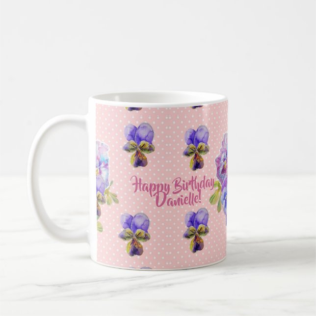 Taza De Café Shabby Chic Happy Birday love floral (Izquierda)