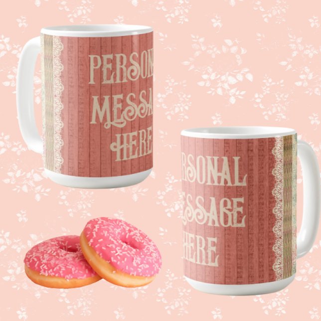 Taza De Café Shabby Chic Lace Floral personalizada (Personalize it!)