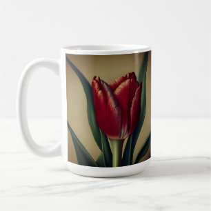 Taza De Café Shabby Chic Lovely Red Tulip