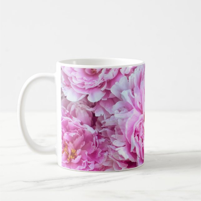 Taza De Café Shabby Chic Pink Pastel Pink Peonies (Izquierda)