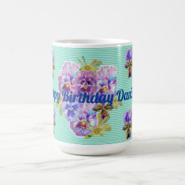 Taza De Café Shabby Chic Turquoise Aqua Pansy floral Mug