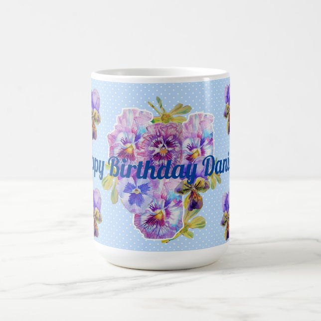 Taza De Café Shabby Chic Turquoise Aqua Pansy floral Mug (Centro)