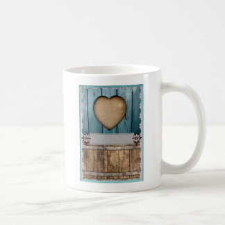 Taza De Café ShabbyChic Blue sandy Hearts Wood