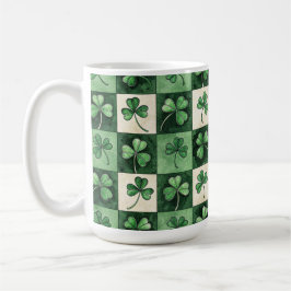 TAZA DE CAFÉ SHADES OF GREEN IRISH CELTIC SHAMROCKS 