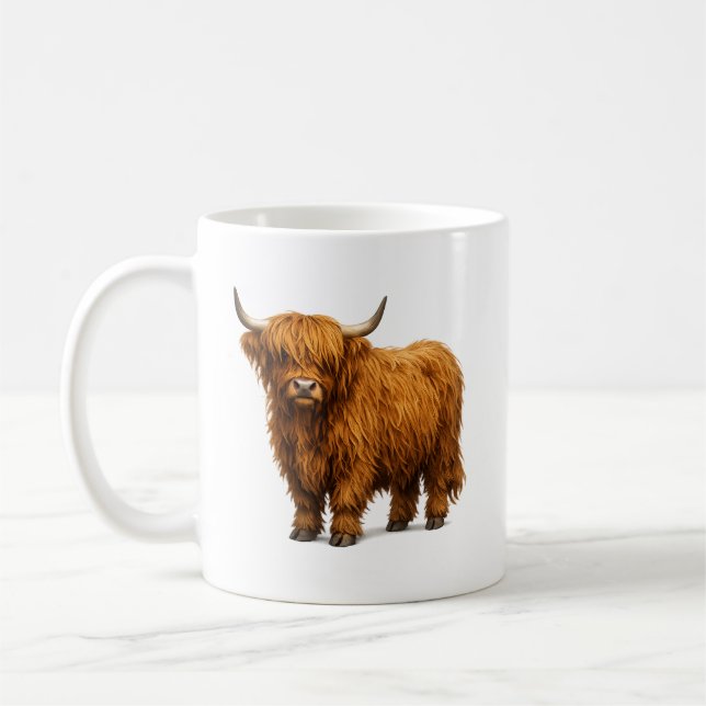 Taza De Café Shaggy Highland Cow Portrait (Izquierda)