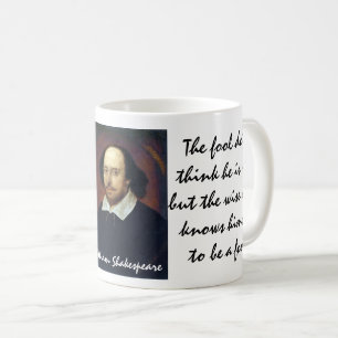 Taza De Café Shakespeare cita a sabio/tonto y "No hagas daño"