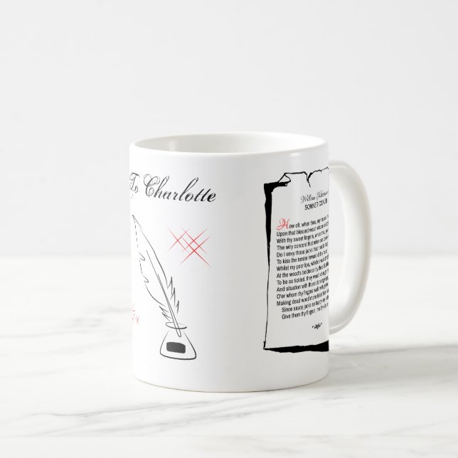 Taza De Café Shakespeare Sonnet 128 (Anverso derecho)