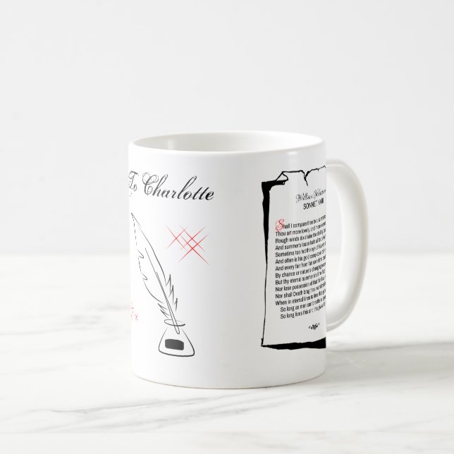 Taza De Café Shakespeare Sonnet 18 (Anverso derecho)