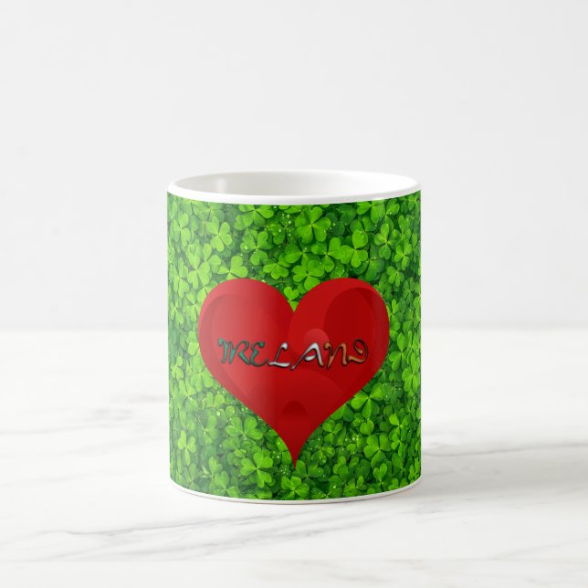 Taza De Café Shamrock Clovers Green Irish Heart Love Ireland (Centro)