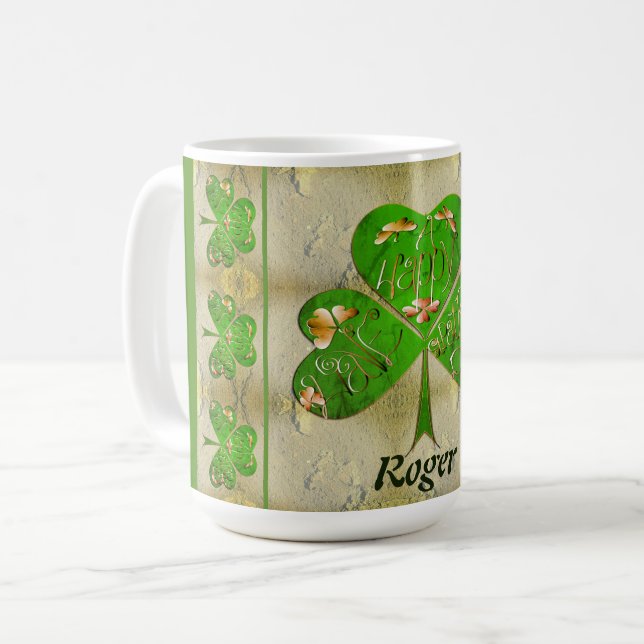 Taza De Café Shamrock "Feliz San Patricio" (Anverso izquierdo)