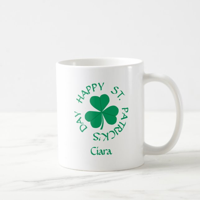 Taza De Café Shamrock Happy St. Patrick's Day Name (Derecha)