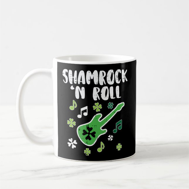 Taza De Café Shamrock N Roll Guitar St Patricks Day Guitarista  (Izquierda)