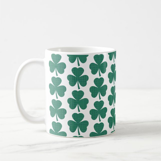 Taza De Café Shamrock Shape Plaid Classic Green (Izquierda)