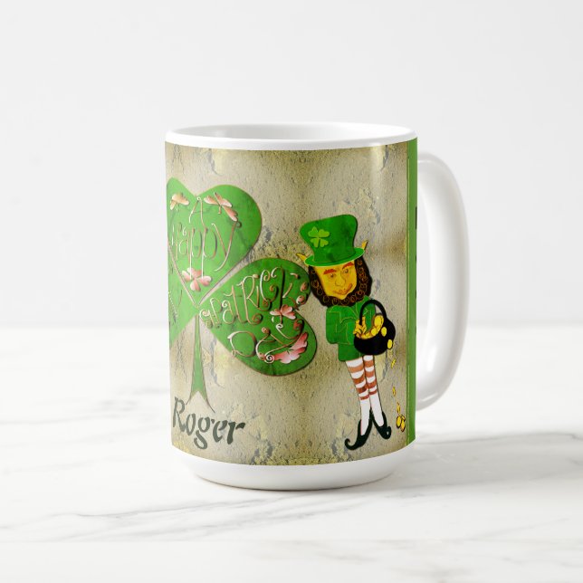 Taza De Café Shamrock St. Patrick's Leprechaun (Anverso derecho)