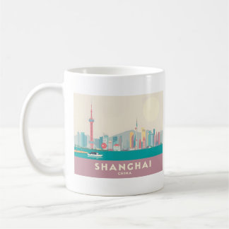 Taza De Café Shanghái China: El viaje de Bund Pastel