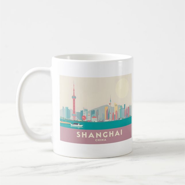 Taza De Café Shanghái China: El viaje de Bund Pastel (Izquierda)