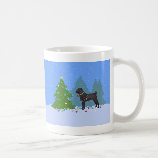 Taza De Café Shar-Pei Chino decorando árbol de Navidad -bosque (Derecha)