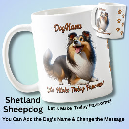 Taza De Café Sheepdog de Shetland - Añadir nombre de perro, cam