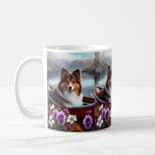 Taza De Café Sheepdog de Shetland sobre un remo: Una aventura e