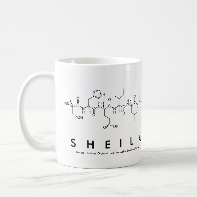 Taza De Café Sheila peptide name mug (Izquierda)