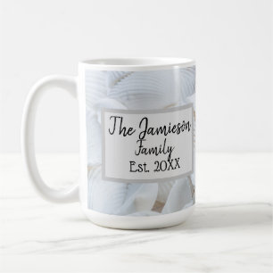 Taza De Café Shell de mar de nombre familiar personalizado