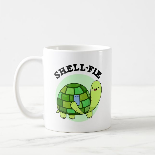 Taza De Café Shell-fie Funny Tortoise Selfie Pun (Izquierda)