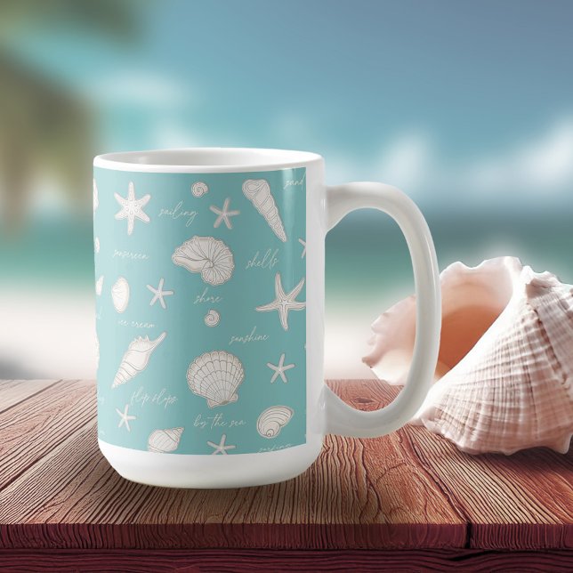 Taza De Café Shells Starfish Sun Fun Textos Ivory ID918 (Subido por el creador)