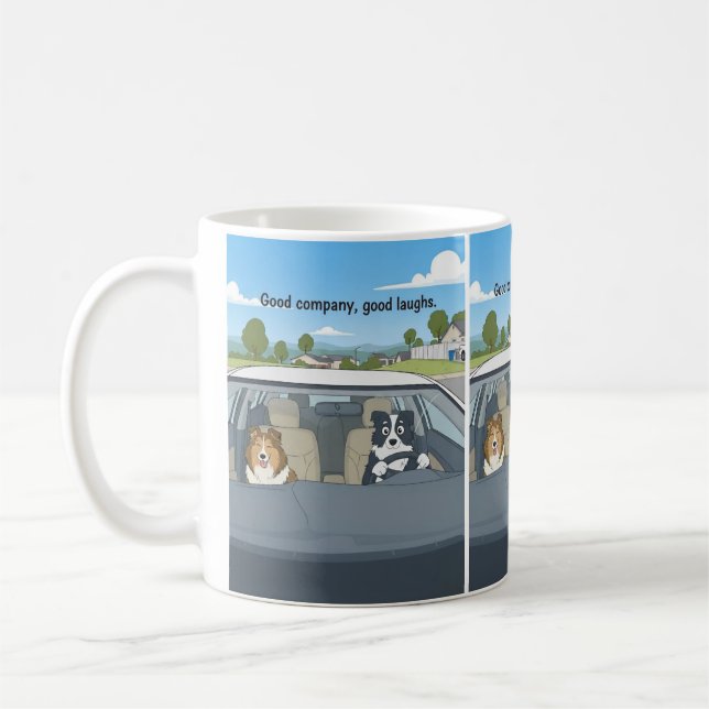 Taza De Café Sheltie border collie cartoon (Izquierda)