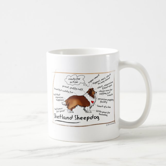 Taza De Café Sheltie del Sable (Derecha)