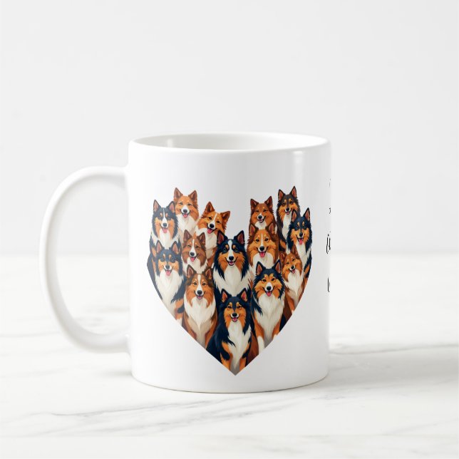 Taza De Café Sheltie Heart Ilustracion Cute Shetland Sheepdog (Izquierda)