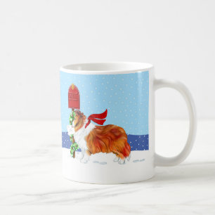 Taza De Café Sheltie Navidades Mail Sable