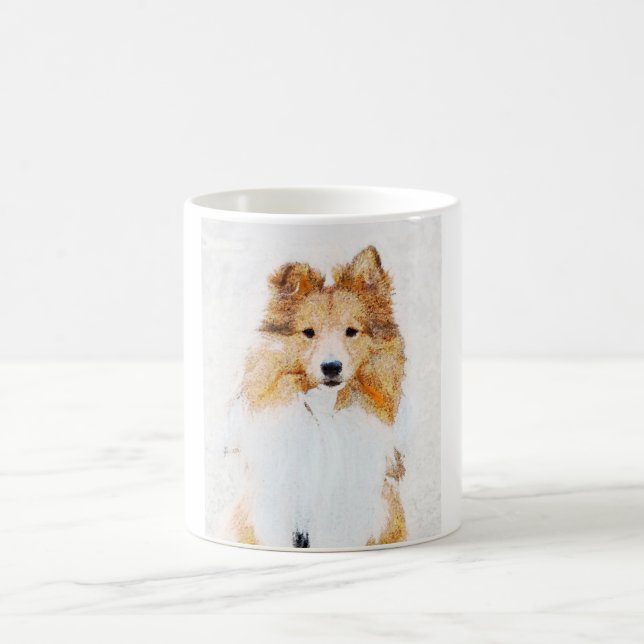 Taza De Café Sheltie Perro Retrato de arte Mug (Centro)