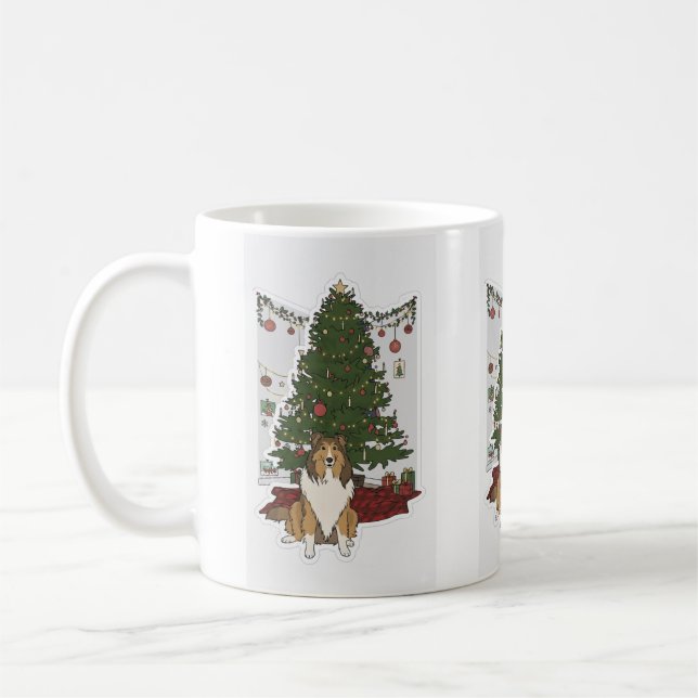 Taza De Café Sheltie y árbol de Navidad (Izquierda)