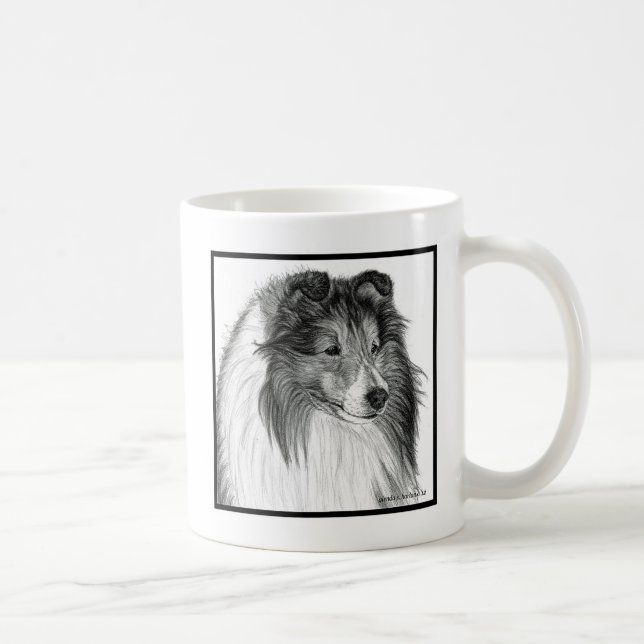 Taza De Café Shetland Sheepdog Art de Glenda S. Harlan (Derecha)