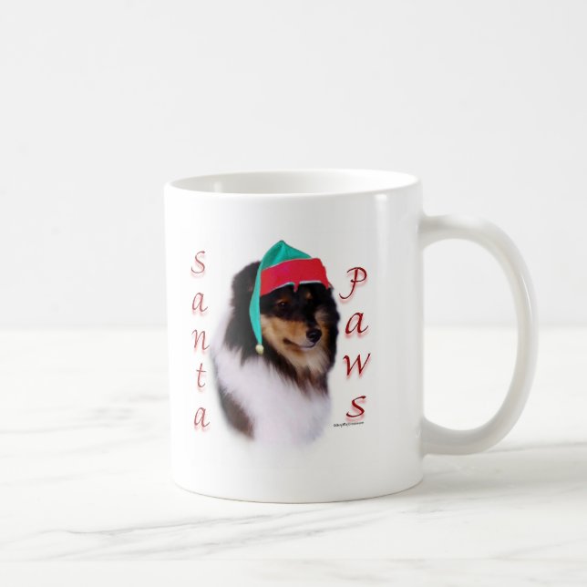 Taza De Café Shetland Sheepdog Santa Paws (Derecha)