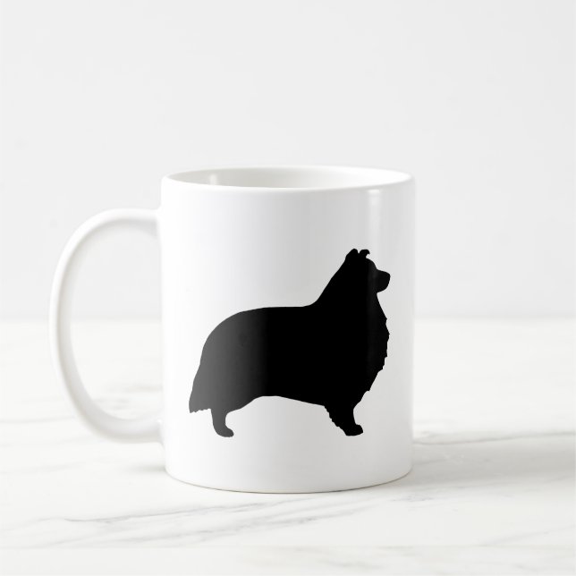 Taza De Café Shetland Sheepdog Sheltie Dog Silhouettes (Izquierda)