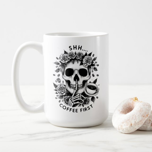 Taza De Café Shhh... café primer calavera (Con donut)